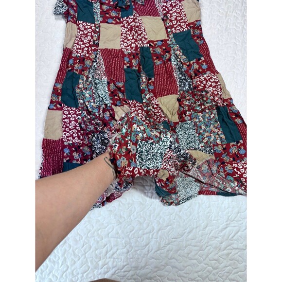 Sostanza Vintage 90’s Red Floral Patchwork Flowy Romper Jumpsuit size small - Picture 4 of 7